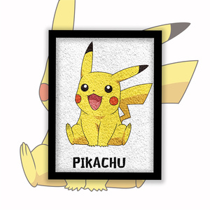 4岁创意新款纸浆画手工diy材料客厅装饰画立体卧室包邮金色皮卡丘