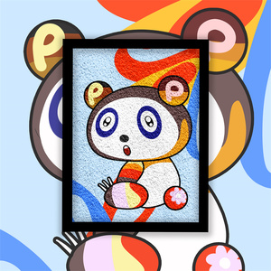 卡通可爱村上隆熊猫动物儿童环保手工diy纸浆画减压填色材料包