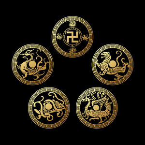 四神兽青龙白虎朱雀玄武手机贴纸 金属贴纸转运装饰贴 汽车手机贴