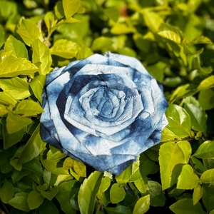 扎染玫瑰胸针头花两用手工蓝染玫瑰布艺纯棉民族风饰品
