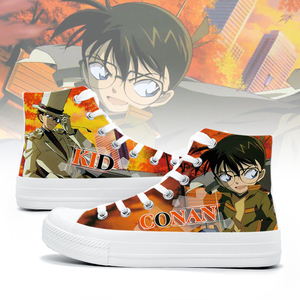 名侦探柯南联名鞋子cos工藤新一手绘帆布鞋女情侣款板鞋动漫周边