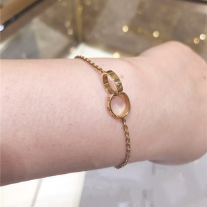 正品代购cartier/卡地亚 love手链 18k金 圆形双环 无钻 情侣手环