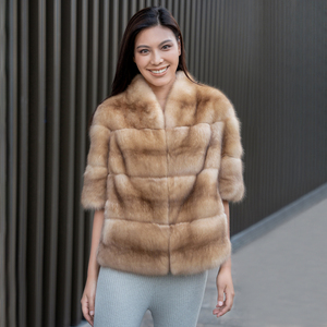 lolo皮草 saa4136 俄罗斯紫貂tortorav领整貂休闲半袖外套皮草女