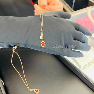qeelin/麒麟 petite wulu 18k玫瑰金双葫芦吊坠镶钻红玛瑙项链