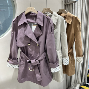 品牌百靓苑822c16薄款外套2022年新款春秋装中长款风衣女小个子潮