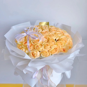 52朵香槟玫瑰花束鲜花同城配送爱人女友闺蜜节日礼物广州花店送花