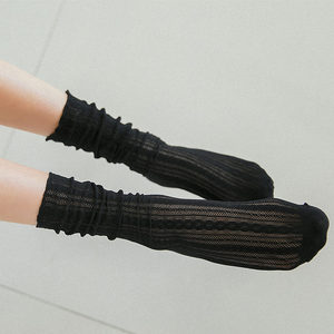 春夏季日系堆堆袜薄款韩国中筒ins潮女袜镂空渔网袜短袜子学院风