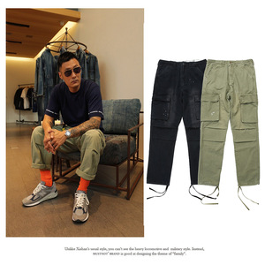 madness wtaps mdns 余文乐工装裤男宽松直筒阔腿洗水做旧泼墨裤