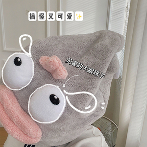 丑萌搞怪表情干发帽擦头巾浴帽男女超强吸水速干纯棉加厚干发毛巾