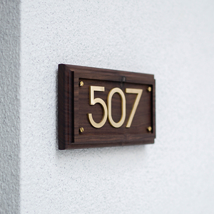 胡桃木纯铜数字门牌黄铜室内家用民宿别墅小区字母自粘号码牌定制