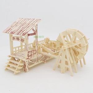 3D立体木质水椿坊拼图模型精品 木头手工diy拼插组装建筑益智积木