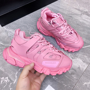 巴黎世家脏脏b家三代老爹鞋女ins潮体闲粉色鞋透气女鞋厚底松糕鞋