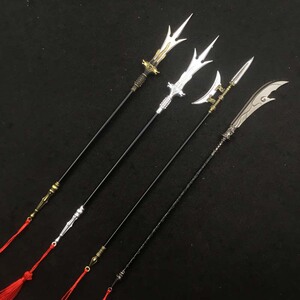 30cm方天画戟关公大刀三尖两刃刀长柄武器模型摆件兵人配件摆饰