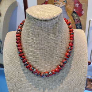 美丽银饰古董尼泊尔补丁红项链明清女款宫廷复古时尚民族风