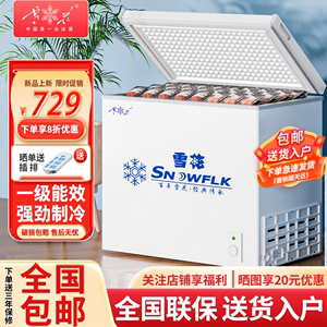 雪花家用冰柜一级能效商用冰箱卧式冷柜单温冷藏冷冻柜小型省电款