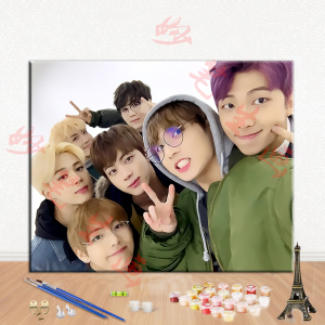 diy手绘数字油画bts防弹少年团金泰亨闵玧其填色客厅卧室装饰挂画