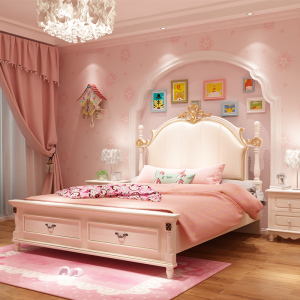 美式风格儿童女孩床欧式公主床1.5卧室女儿床儿童房家具套装组合