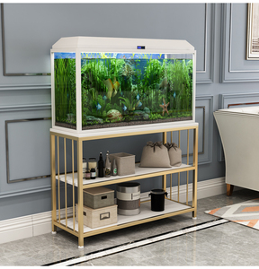 鱼缸架子承重底座简易柜铁艺双层置物架落地多功能收纳水族箱定制