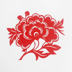 花卉牡丹剪纸 国色天香红宣刻画pvc不干胶自粘镂空贴富贵吉祥新