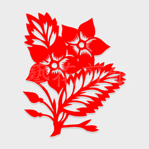 艺花剪纸花卉植物成品芙蓉成品双面红纯手工喜字石榴刻纸