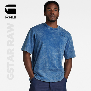 G-STAR RAW 2024春新高街Indigo宽大短袖男士圆领字母T恤D24436