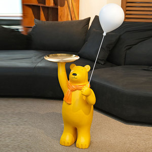 创意北极熊大型落地摆件北欧简约风格客厅大厅沙发转角超大气球熊