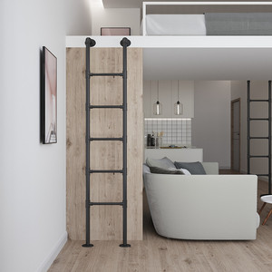 梯子爬梯家用学生宿舍上下床双层床爬梯阁楼楼梯铁艺loft复古直梯