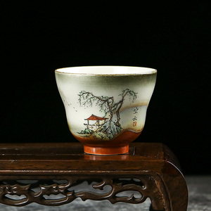 景德镇写意山水宝瓶杯 高档手工陶瓷茶盏主人杯品茗杯茶杯功夫茶