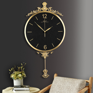 欧式时钟静音钟表挂钟客厅家用时尚挂表个性创意石英钟大纯铜挂钟