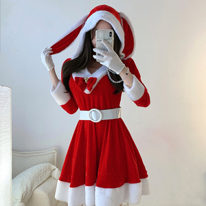 圣诞节服装兔女郎cos服性感纯欲夜店派对女仆网红变装新年连衣裙
