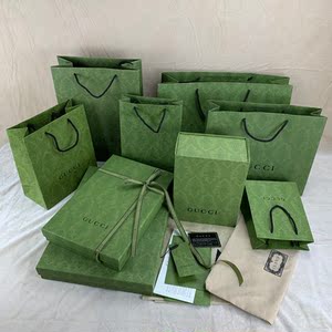 gucci古琦新款绿色衣服t恤纸袋子鞋子包包皮带香水口红盒子防尘袋