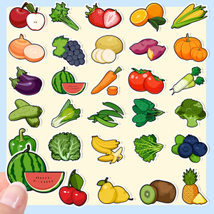手账贴纸卡通可爱手绘蔬菜水果瓜果食物手工diy装饰素材工具贴画
