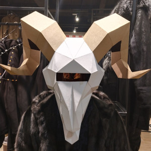 儿童节羊骷髅头动物纸模成人头套创意手工面具舞会演出表演道具潮