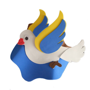 eva幼儿园表演道具小白鸽头饰动物和平鸽子头套面具儿童派对帽子