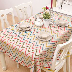 柠檬小镇 彩色条纹餐桌布波普茶几盖布纯棉印花曲线台布餐巾罩布