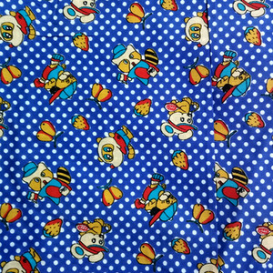 纯棉蓝底卡通平布九十年代产品怀旧花布幅宽89厘米
