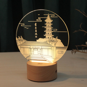 3d立体小夜灯定制旅游文创产品古塔寺庙古建筑纪念工艺品led台灯