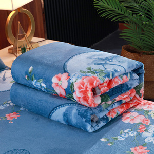 珊瑚绒床单单件保暖加绒加厚冬季垫单毯子蓝色单人双人法兰绒被单