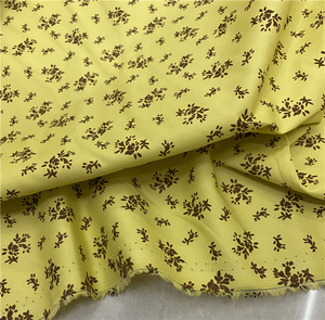 意大利进口薄款富贵黄底小碎枝印花纯棉府绸面料设计师衬衫布料
