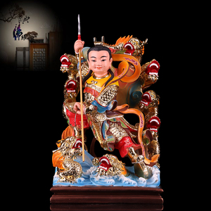 哪吒三太子神像供奉家用客厅风水摆件保平安中坛元帅哪咤树脂佛像