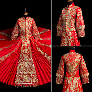 新娘2019新款结婚婚纱礼服中式婚服新娘嫁衣古代婚纱秀和服0人付款