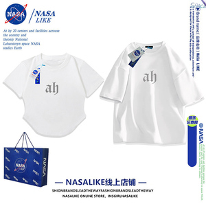 NASA联名潮牌一长一短情侣装纯棉T恤男女短袖上衣服2024新款夏季