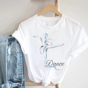Watercolor Girl Dancing To Music Print Tshirt水彩跳舞女孩T恤