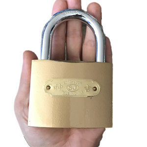 神吉75mm金色锁 金色十字钥匙铁挂锁 大门挂 巨型锁仓库挂锁包邮