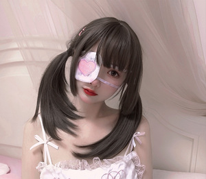 二次元刺绣爱心粉色单眼眼罩可爱cos暗黑土酷少女蹦迪道具jk软妹