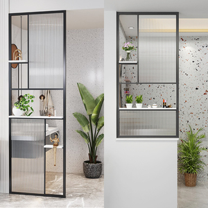 长虹玻璃屏风隔断客厅不锈钢金属铁艺轻奢卫生间洗手台半墙玄关柜