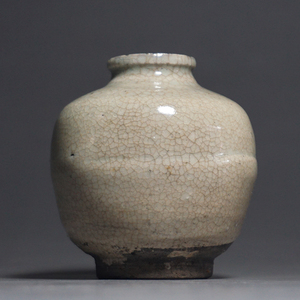 明代哥釉太白尊 古董收藏真品摆件哥窑瓶子 古玩瓷器开片罐子包老