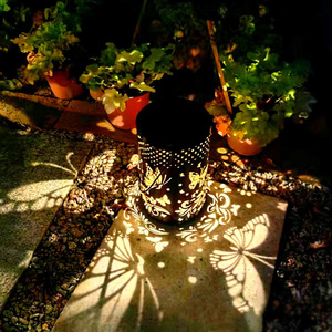 太阳能铁艺镂空投影挂灯阳台户外庭院花园露营酒吧餐厅景观装饰灯