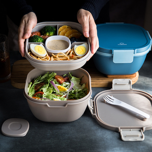 科罗恩多功能大容量沙拉碗密微波炉饭盒泡面碗双层分格便当午餐盒