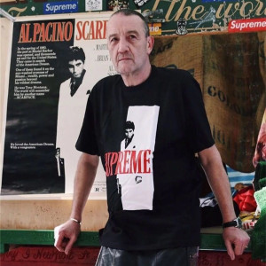 supreme 17fw scarface split tee 疤面煞星人像阴阳 男女短袖t恤